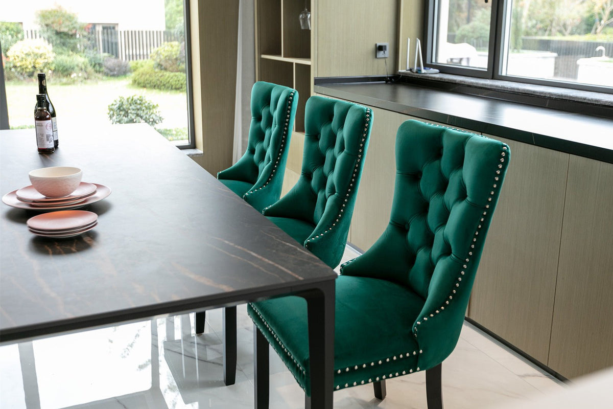Two velvet upholstered bar stools (green) - KiKiUMi