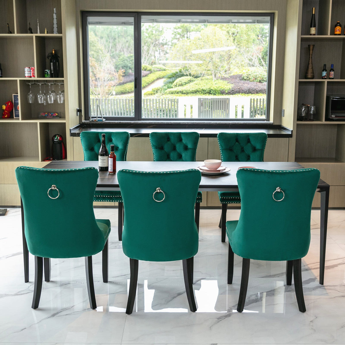 Two velvet upholstered bar stools (green) - KiKiUMi