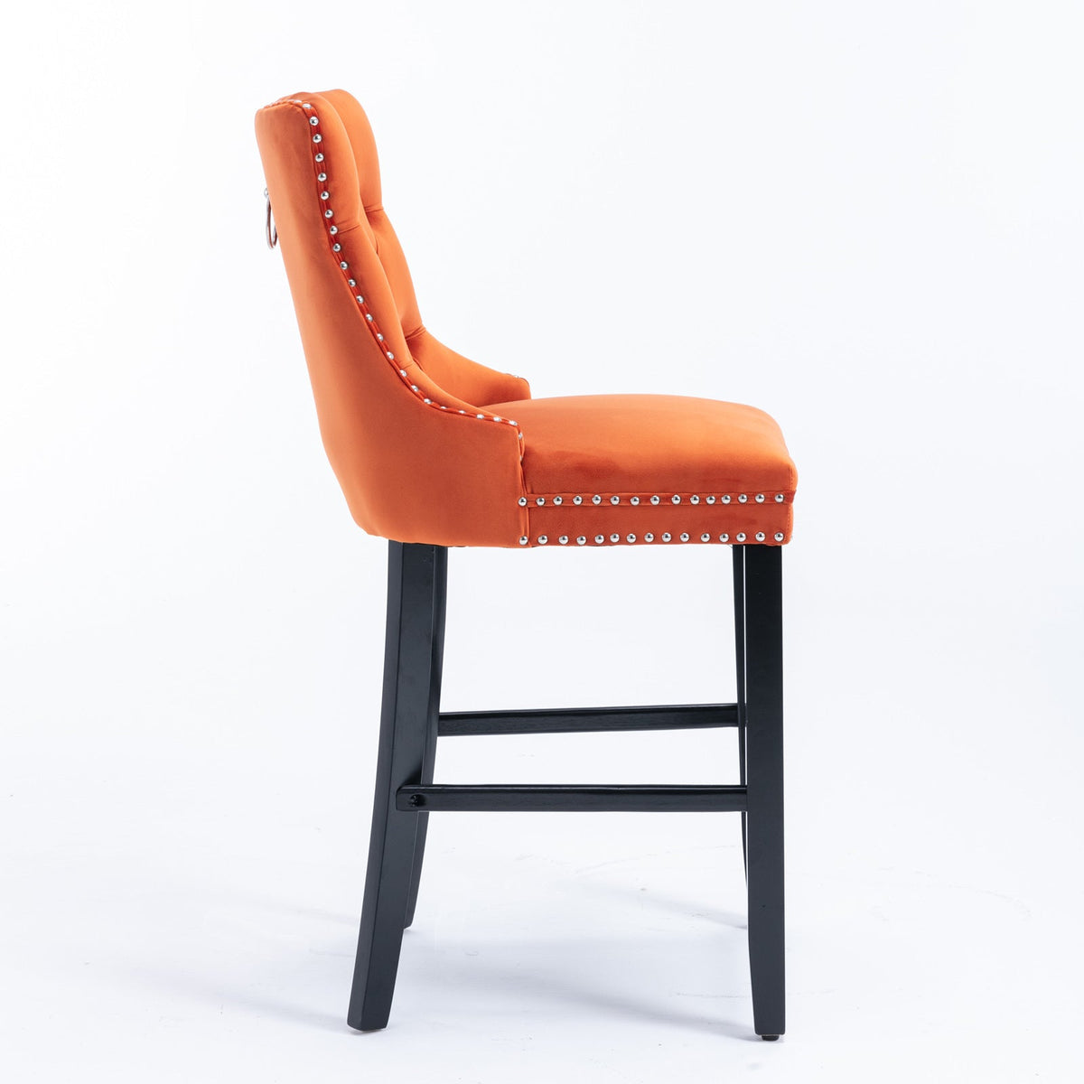 Velvet upholstered bar stool (orange) - KiKiUMi