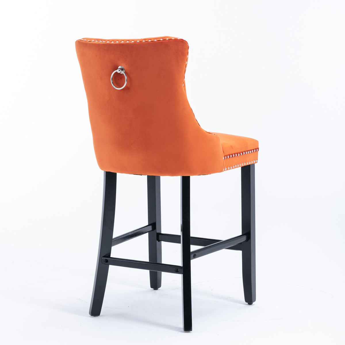Velvet upholstered bar stool (orange) - KiKiUMi