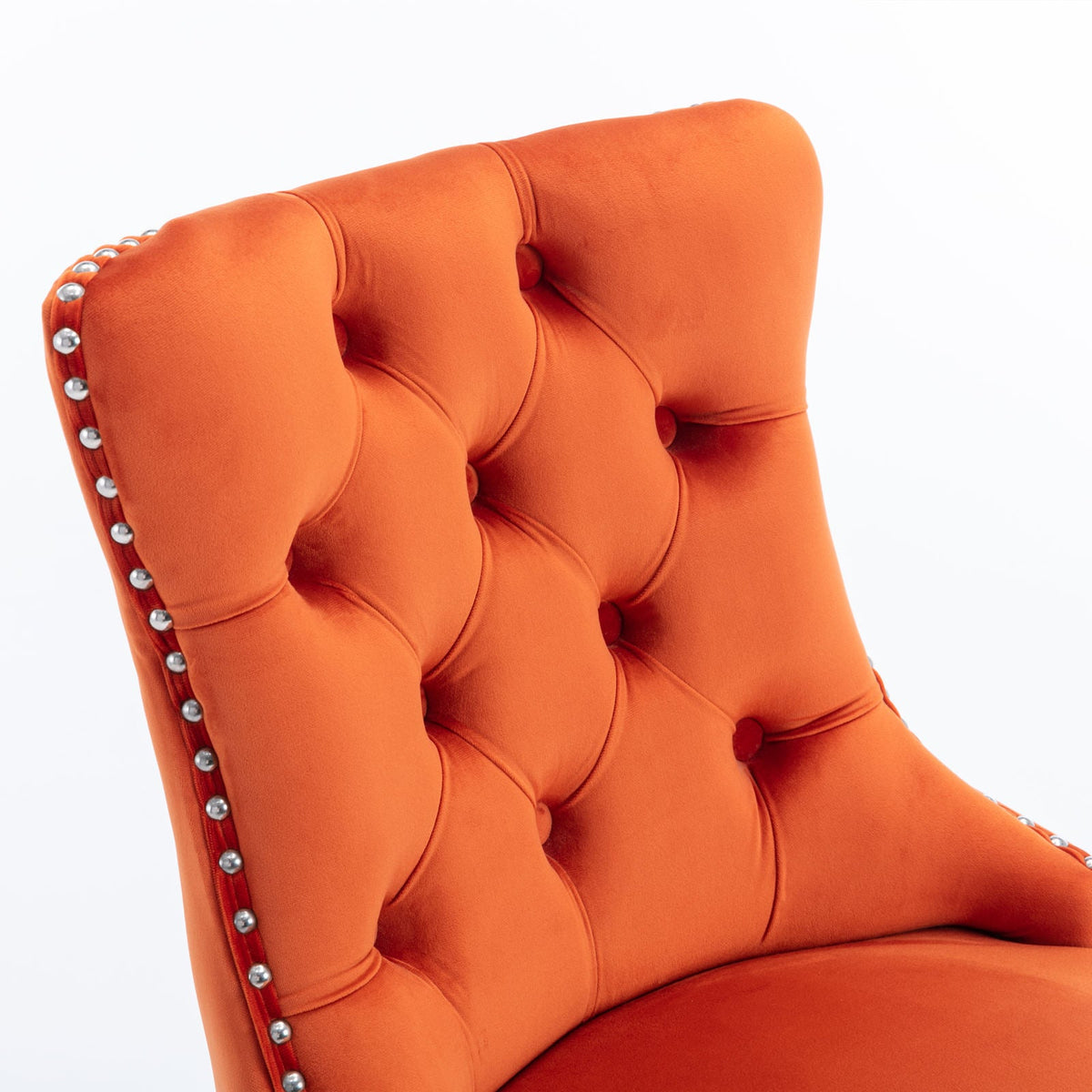 Velvet upholstered bar stool (orange) - KiKiUMi
