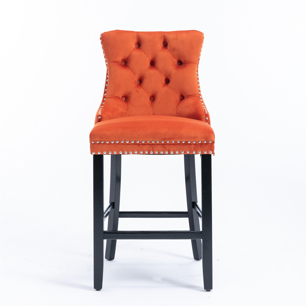 Velvet upholstered bar stool (orange) - KiKiUMi