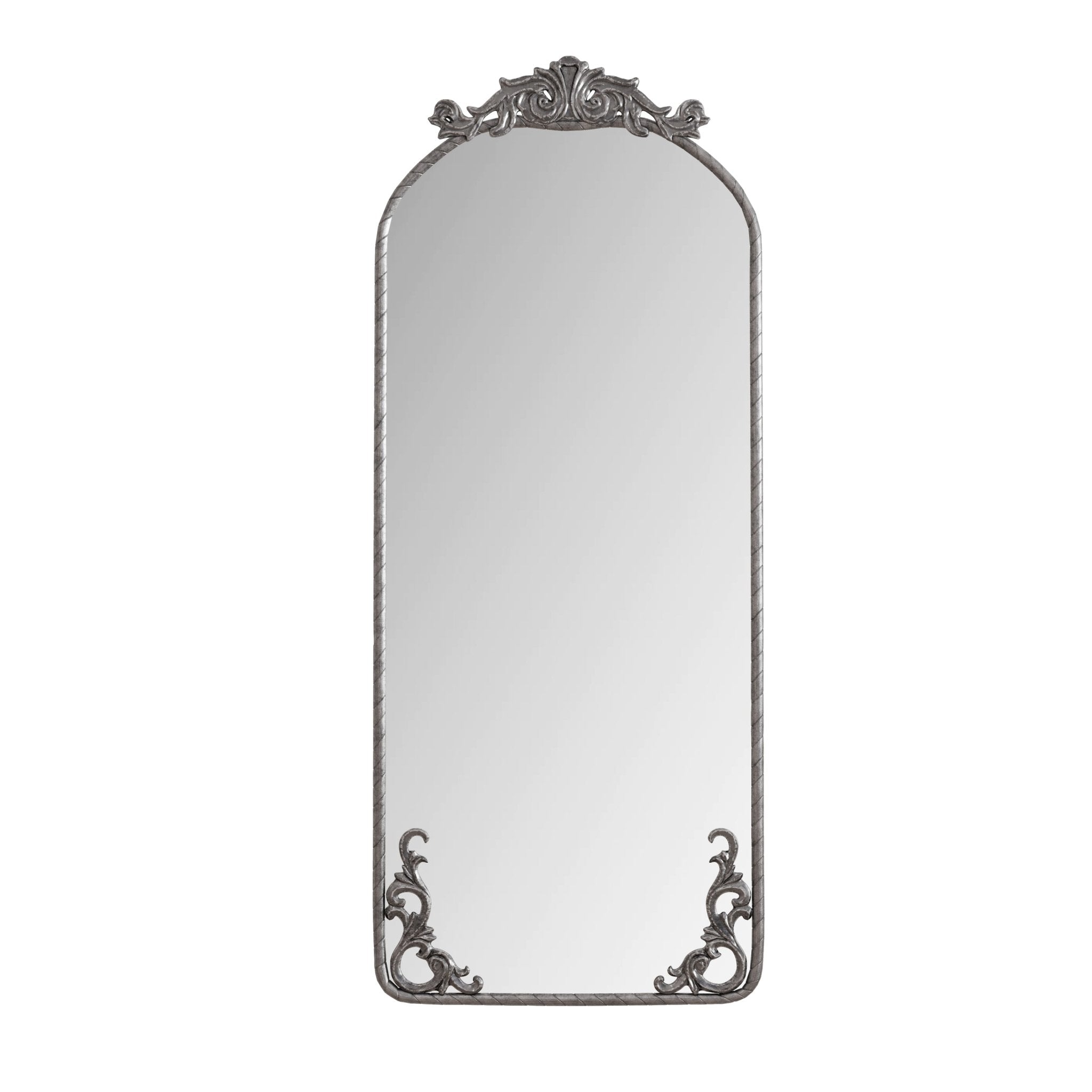Vintage arched full - length mirror with engraved decals - KiKiUMi
