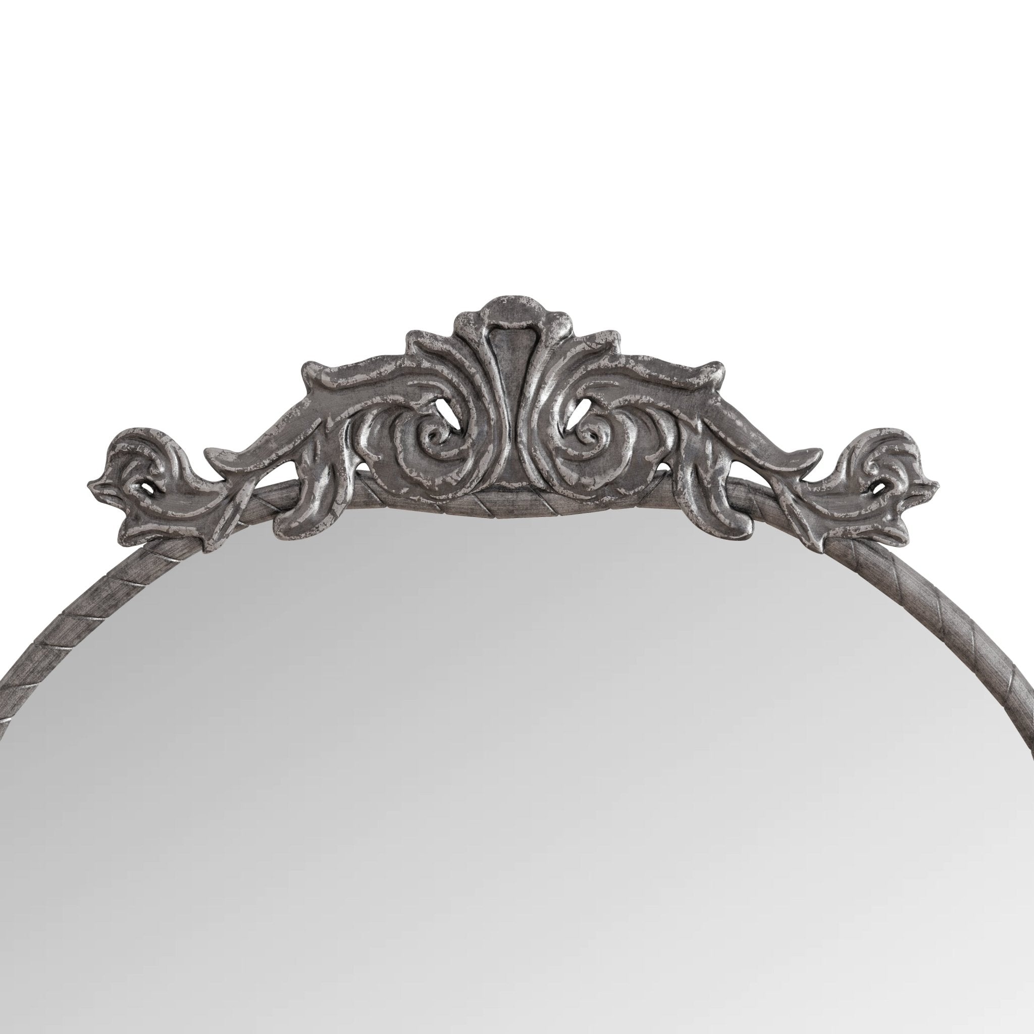 Vintage arched full - length mirror with engraved decals - KiKiUMi