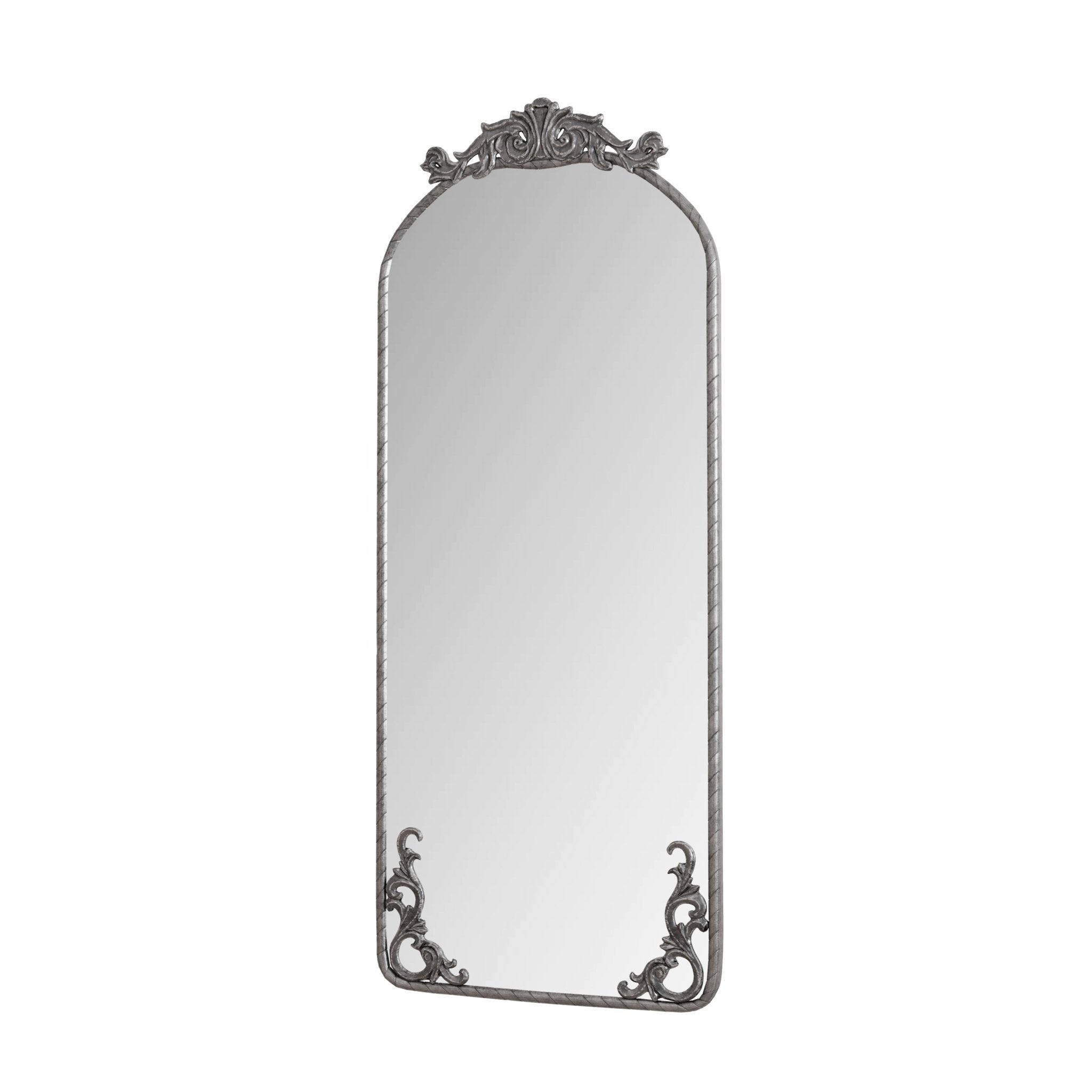 Vintage arched full - length mirror with engraved decals - KiKiUMi
