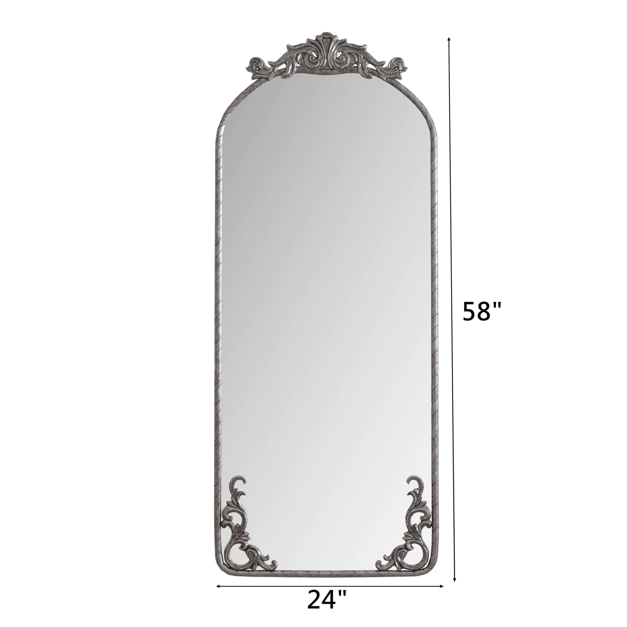 Vintage arched full - length mirror with engraved decals - KiKiUMi