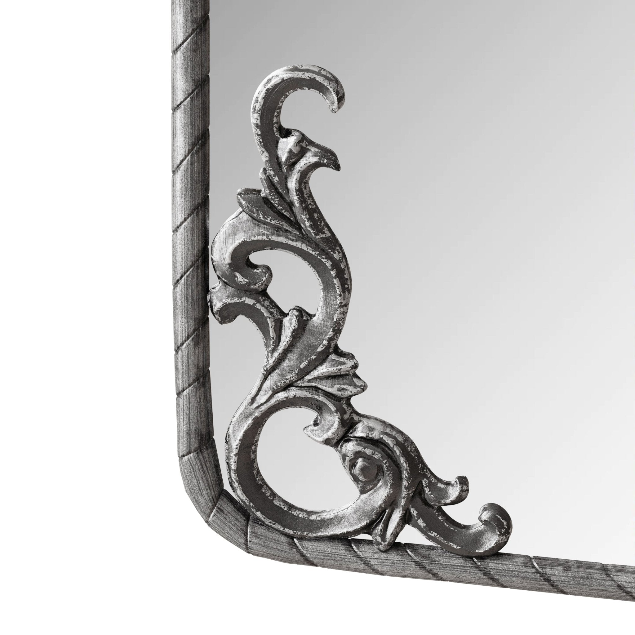 Vintage arched full - length mirror with engraved decals - KiKiUMi