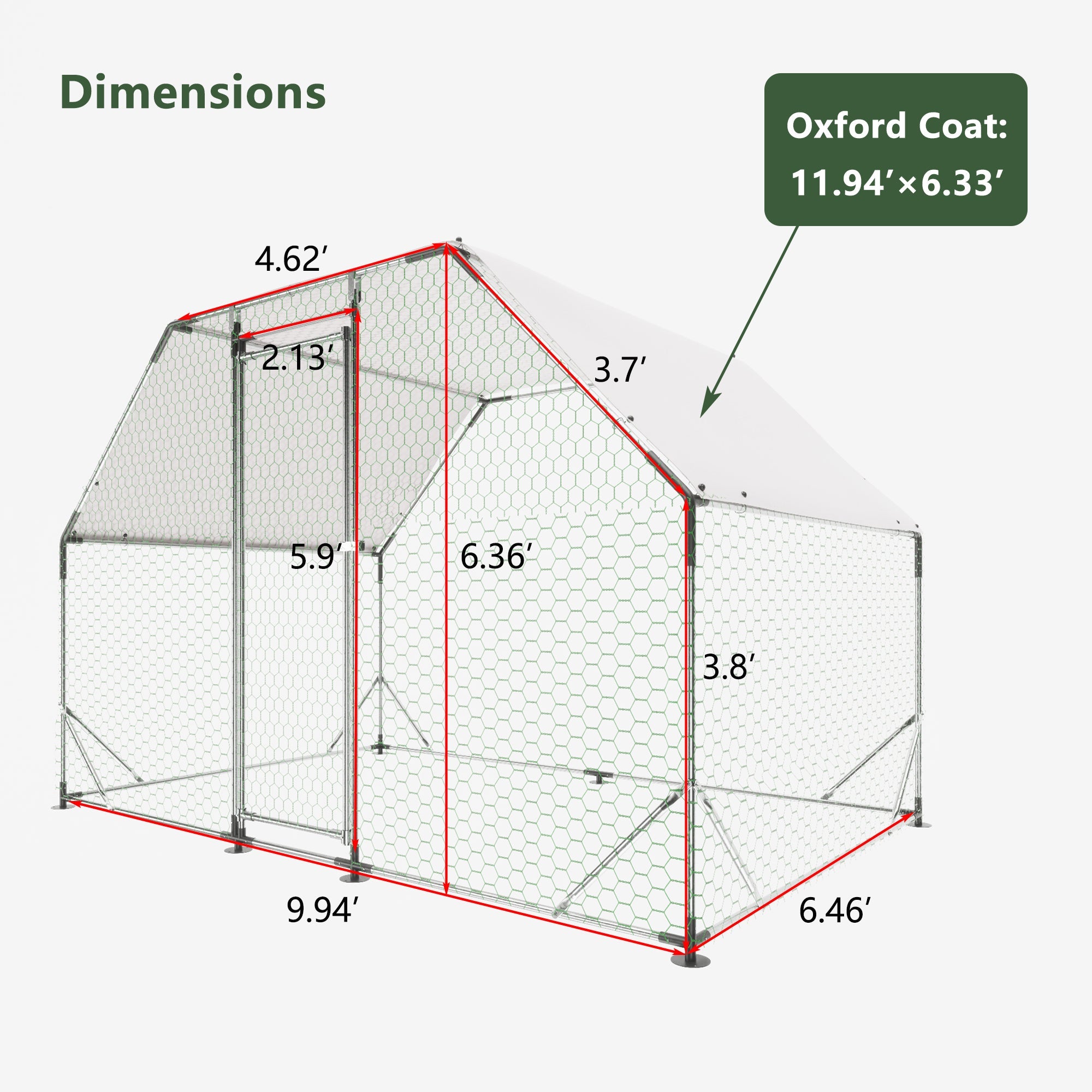 Walk - in waterproof metal poultry cage - KiKiUMi