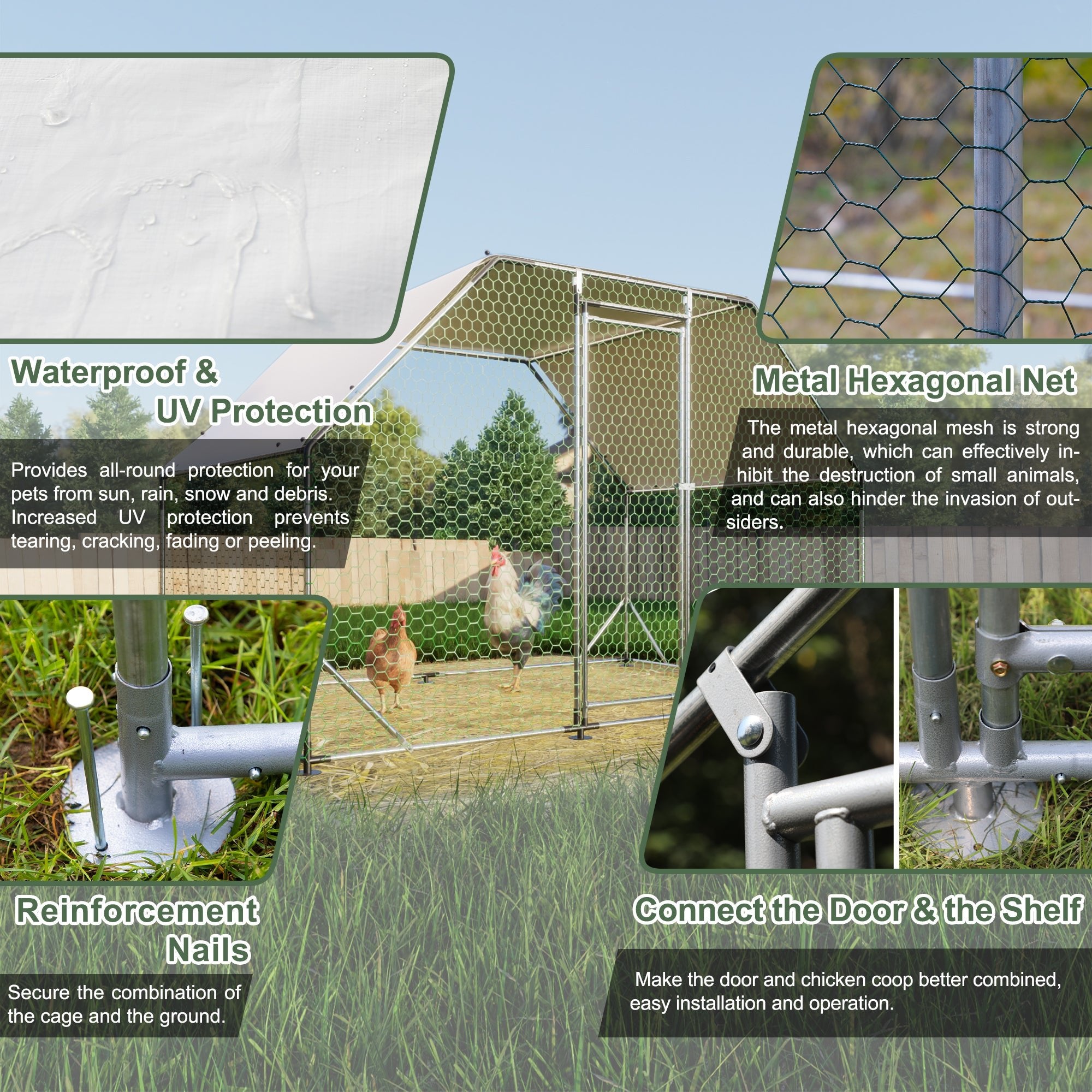 Walk - in waterproof metal poultry cage - KiKiUMi