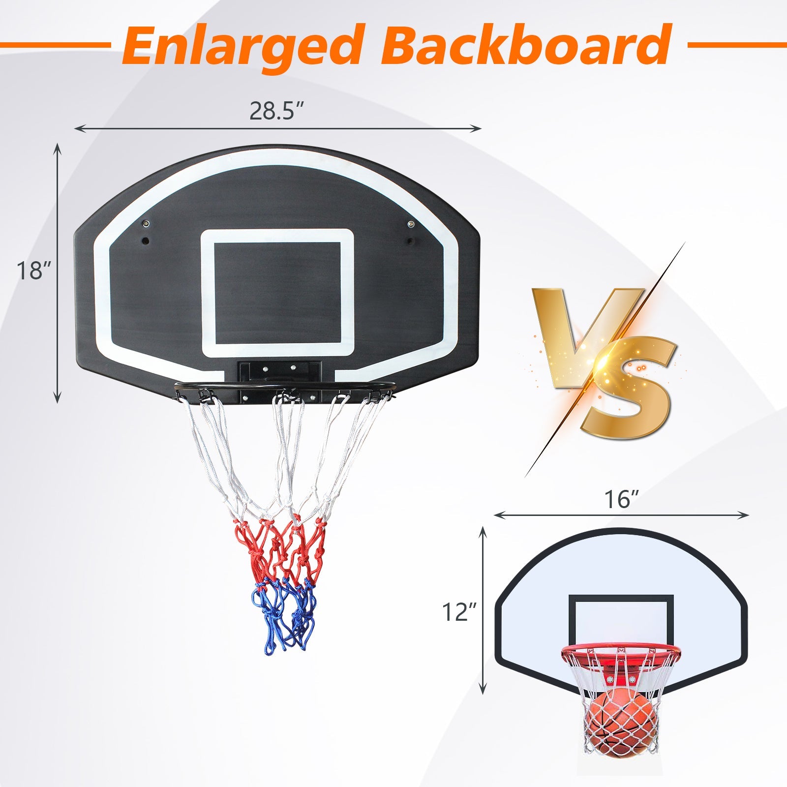 Wall - mounted basketball hoop, 28.5 x 18 - inch anti - drop back - KiKiUMi
