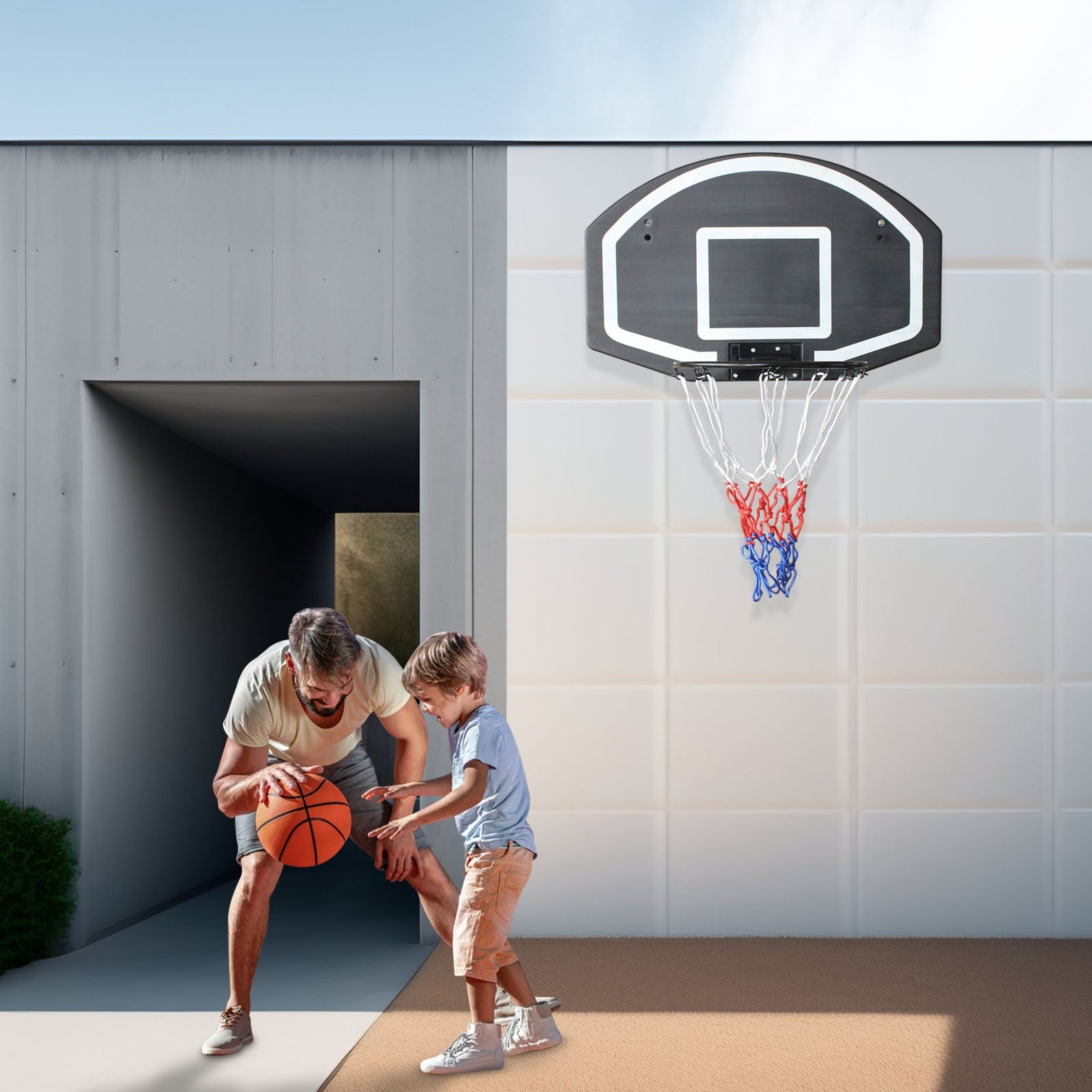 Wall - mounted basketball hoop, 28.5 x 18 - inch anti - drop back - KiKiUMi