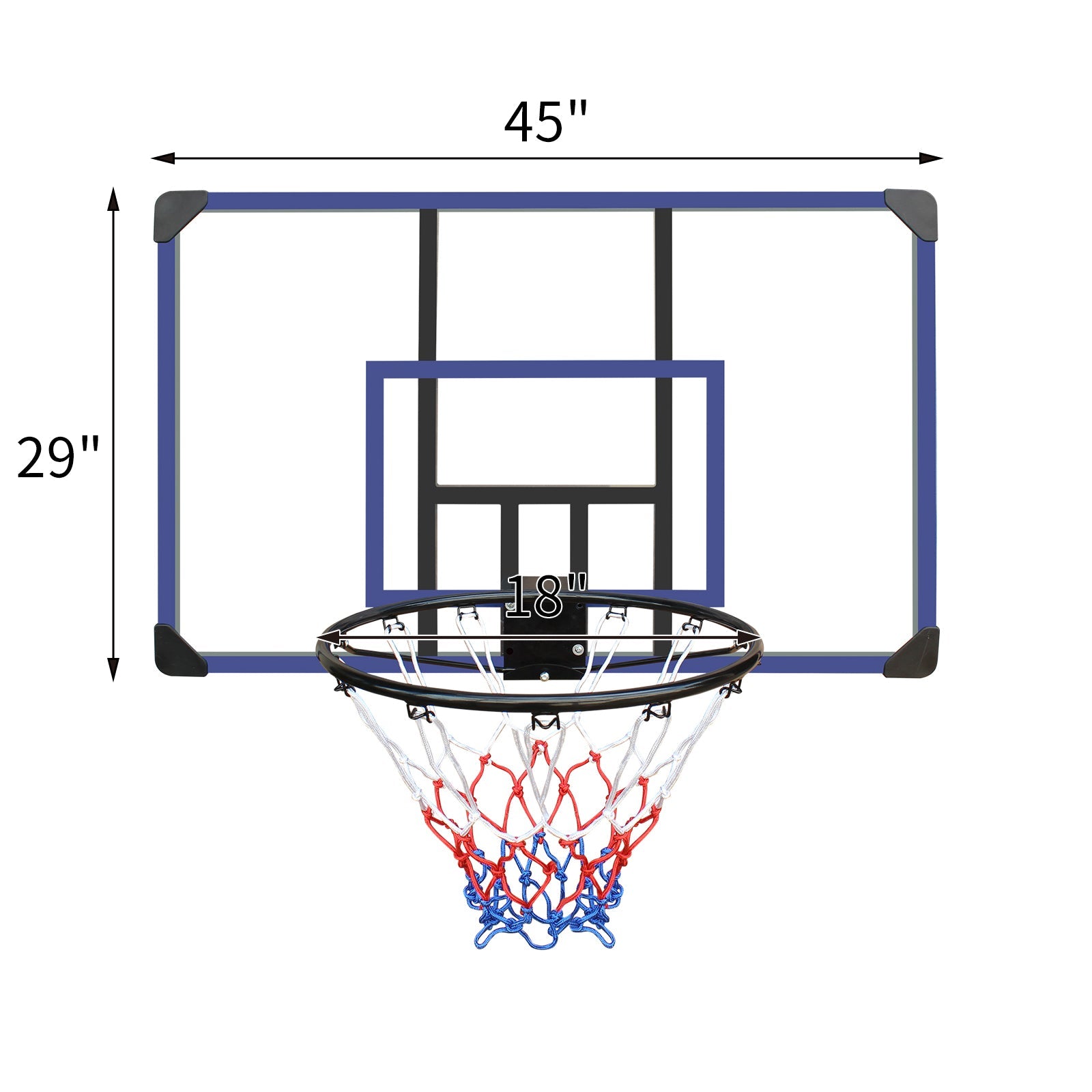 Wall - mounted basketball hoop, 45 x 29 inch anti - drop back - KiKiUMi