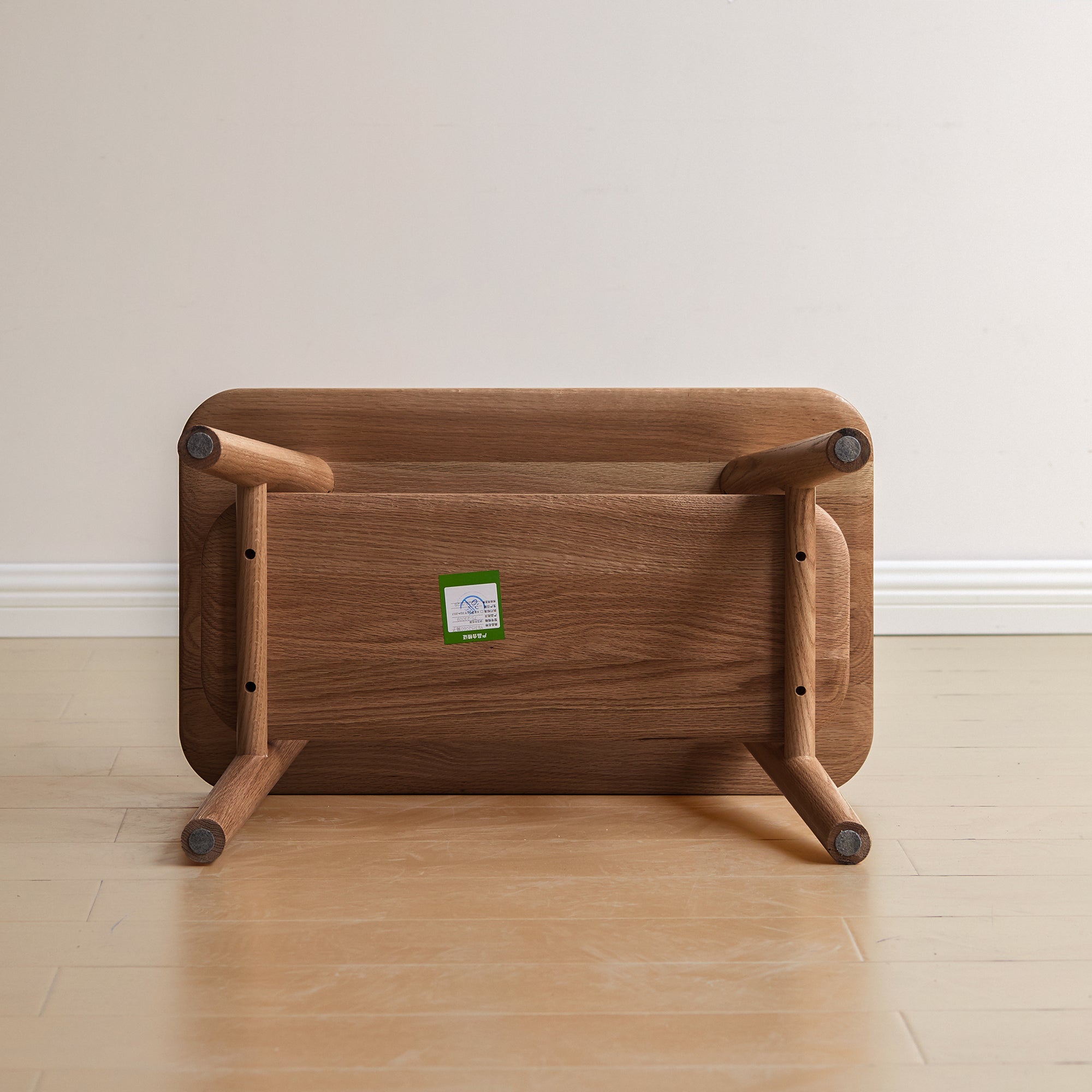 Walnut color natural solid wood shoe stool and clothes hanger - KiKiUMi