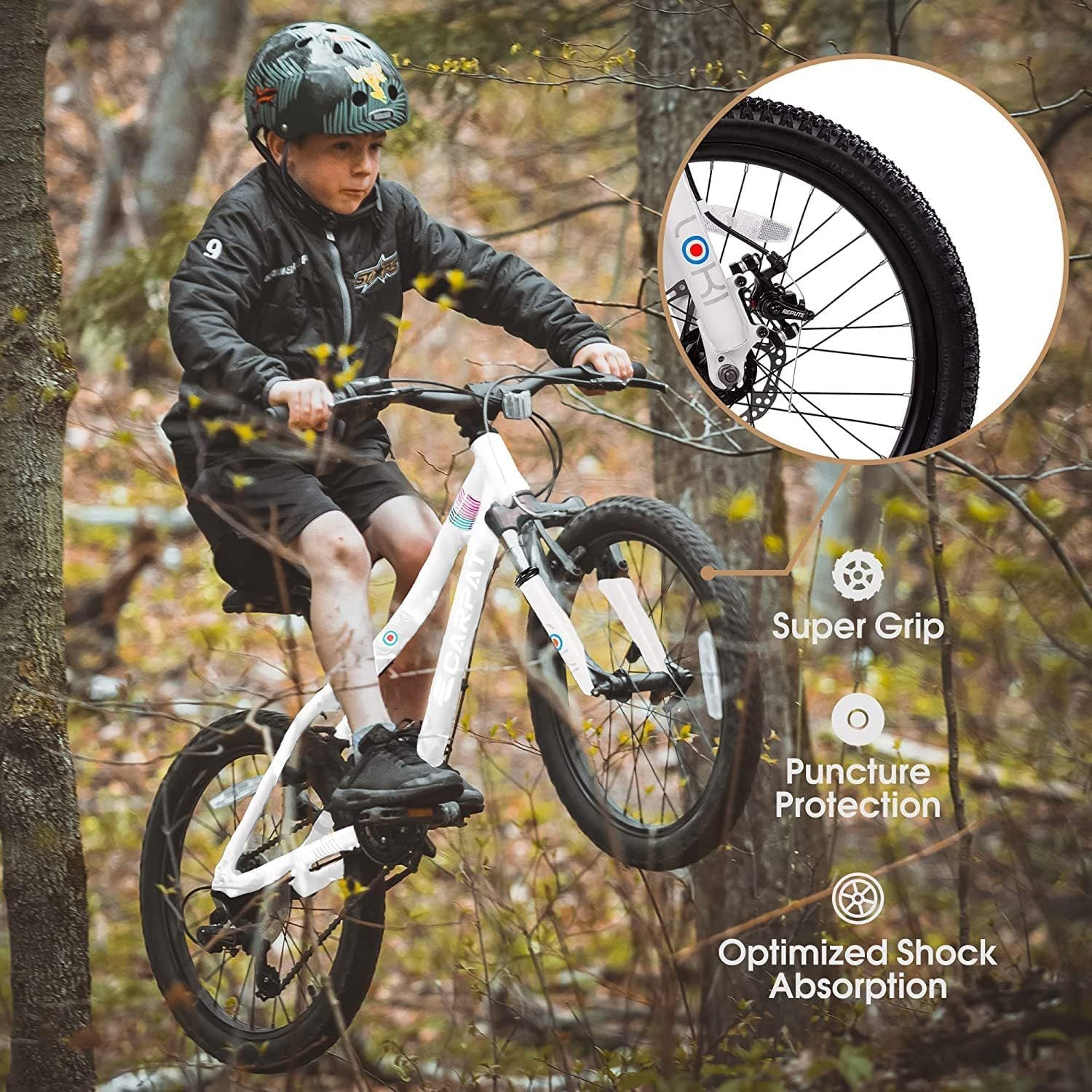 White 20 - inch 7 - speed children's mountain bike - KiKiUMi