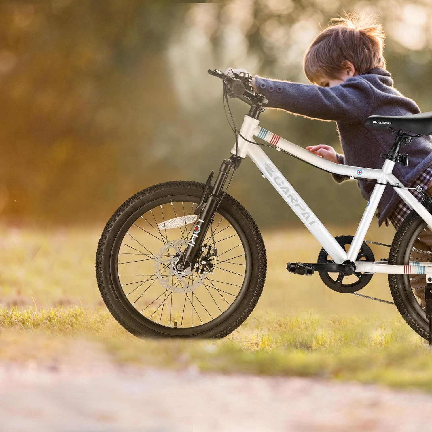 White 20 - inch 7 - speed children's mountain bike - KiKiUMi