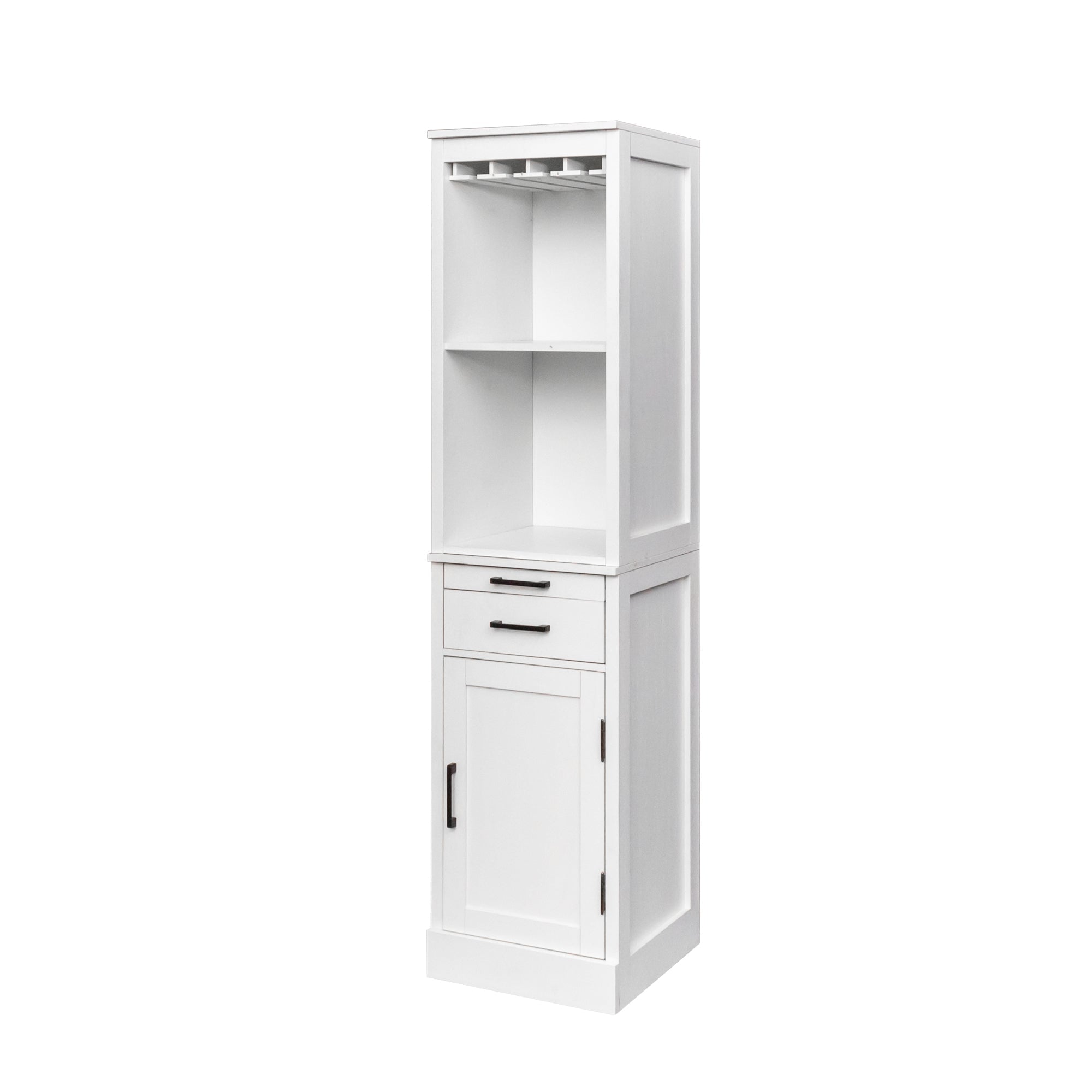 White color modular wine bar cabinet Buffet Cabinet with Hutch for Dining Room - KiKiUMi