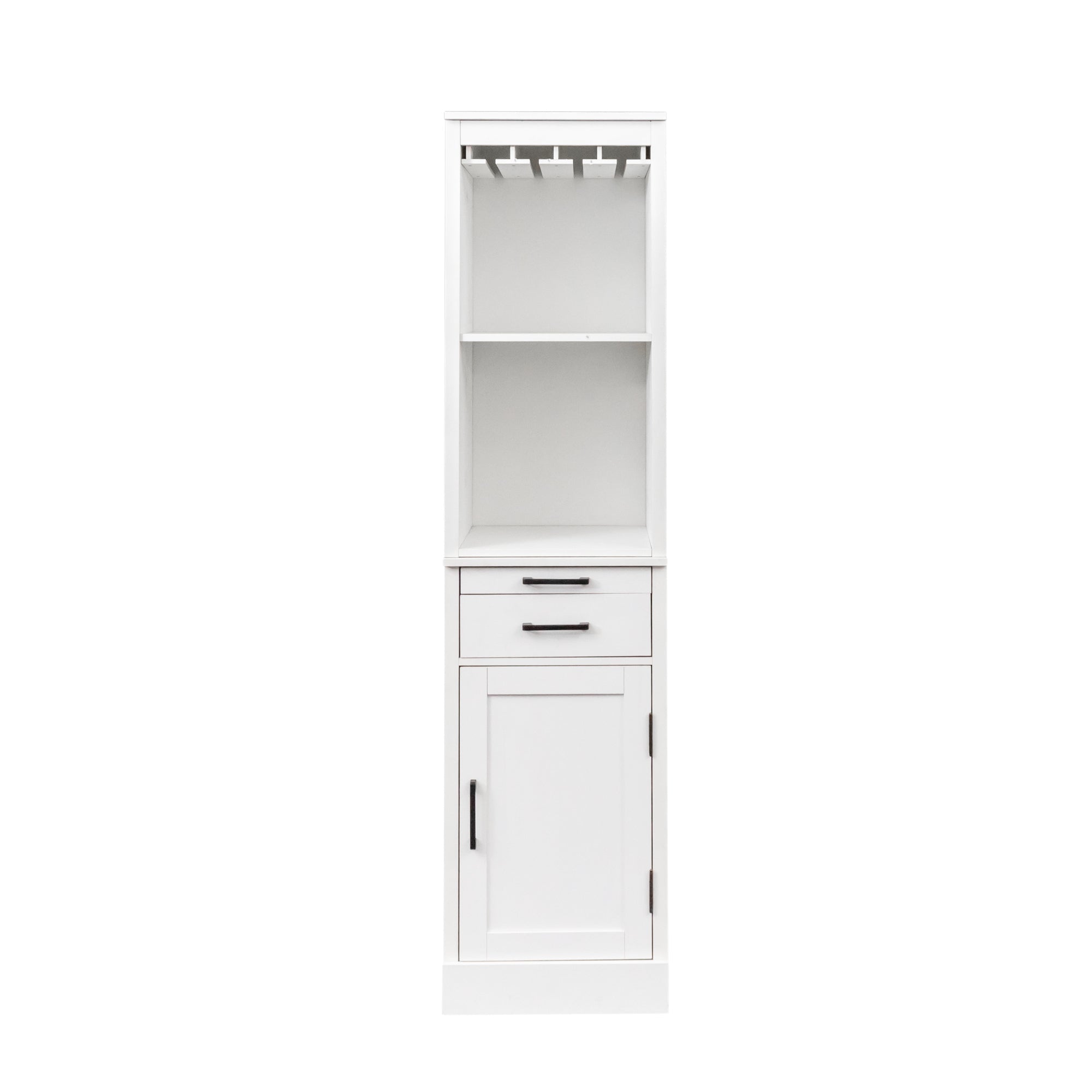 White color modular wine bar cabinet Buffet Cabinet with Hutch for Dining Room - KiKiUMi