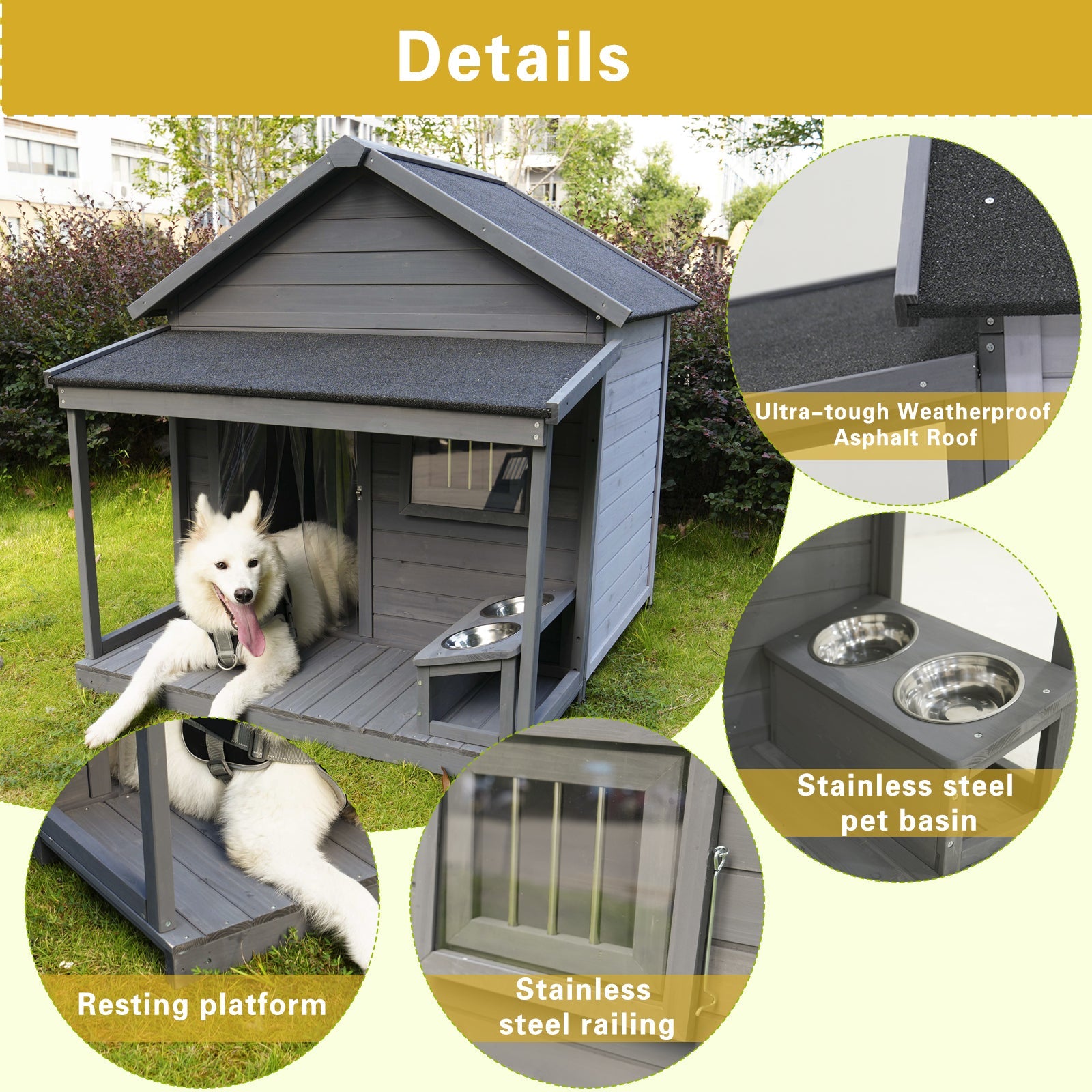 Windproof dog house with a large balcony - KiKiUMi
