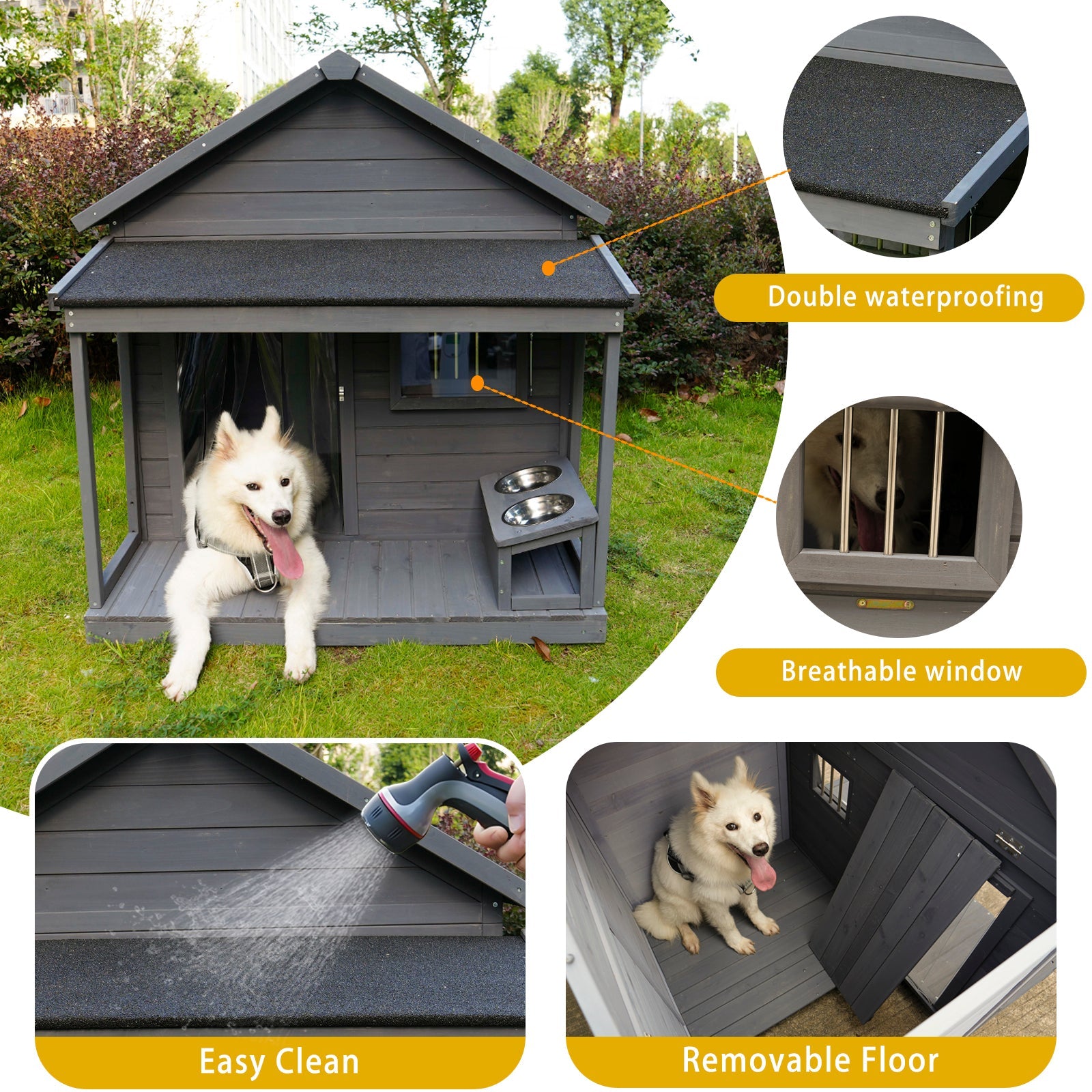 Windproof dog house with a large balcony - KiKiUMi