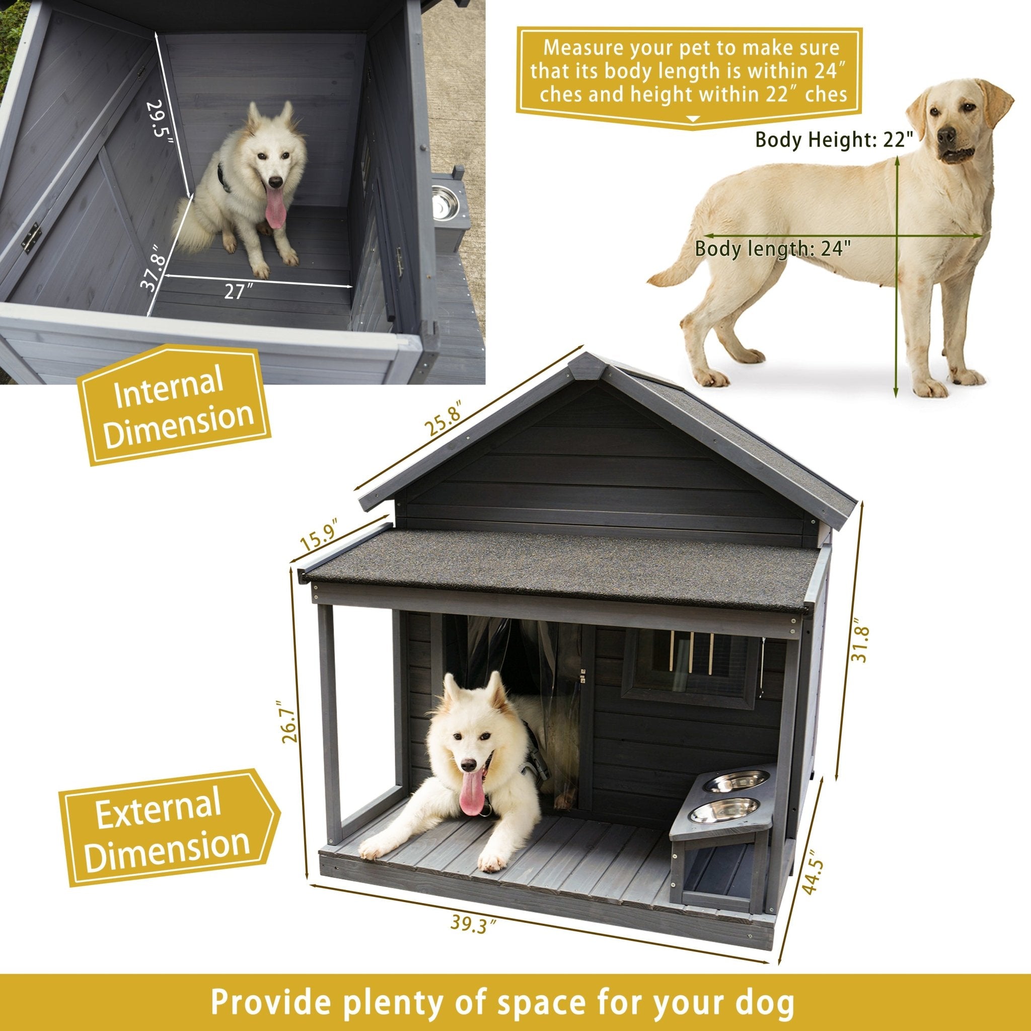 Windproof dog house with a large balcony - KiKiUMi