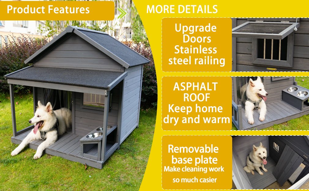 Windproof dog house with a large balcony - KiKiUMi
