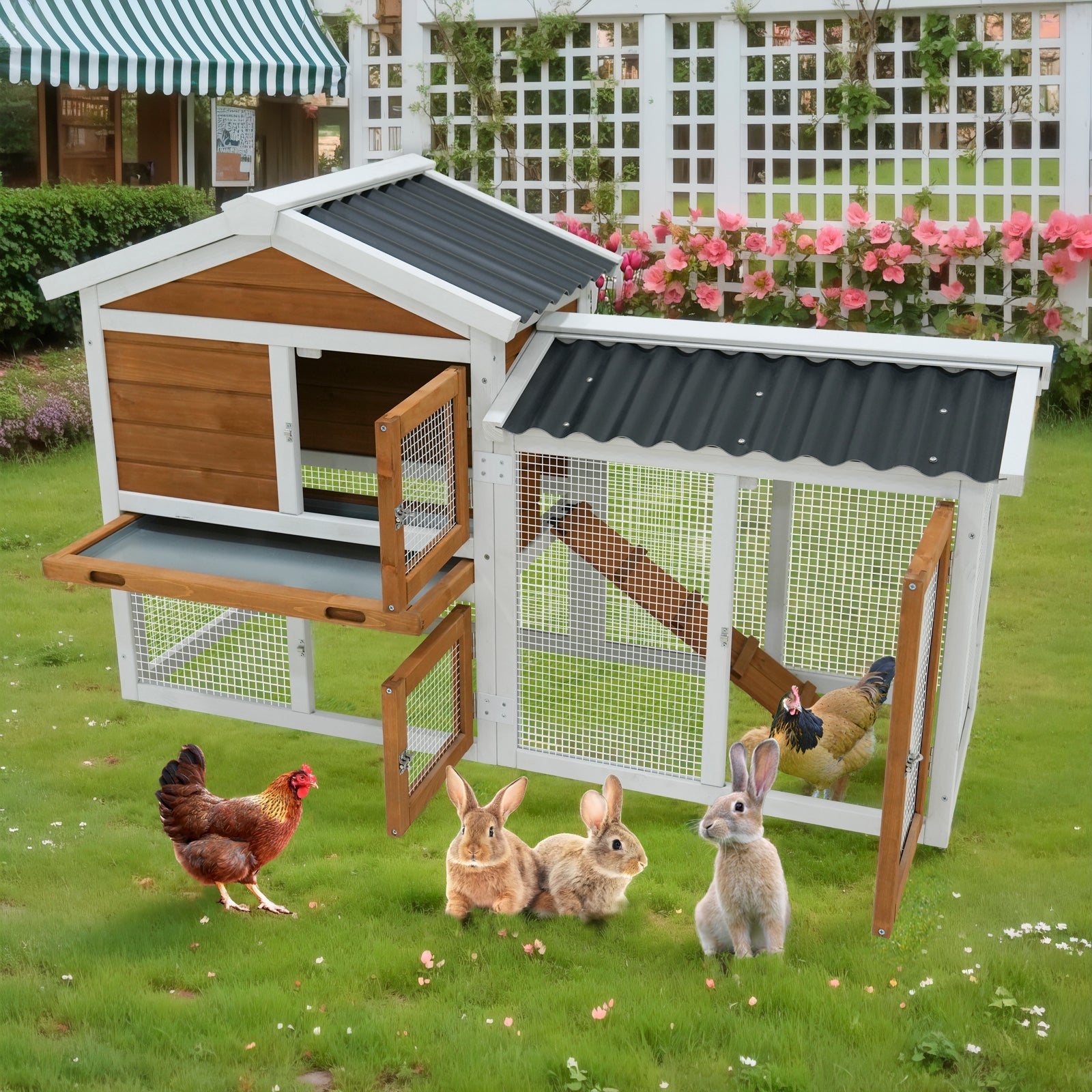 Wooden waterproof indoor and outdoor pet house - KiKiUMi